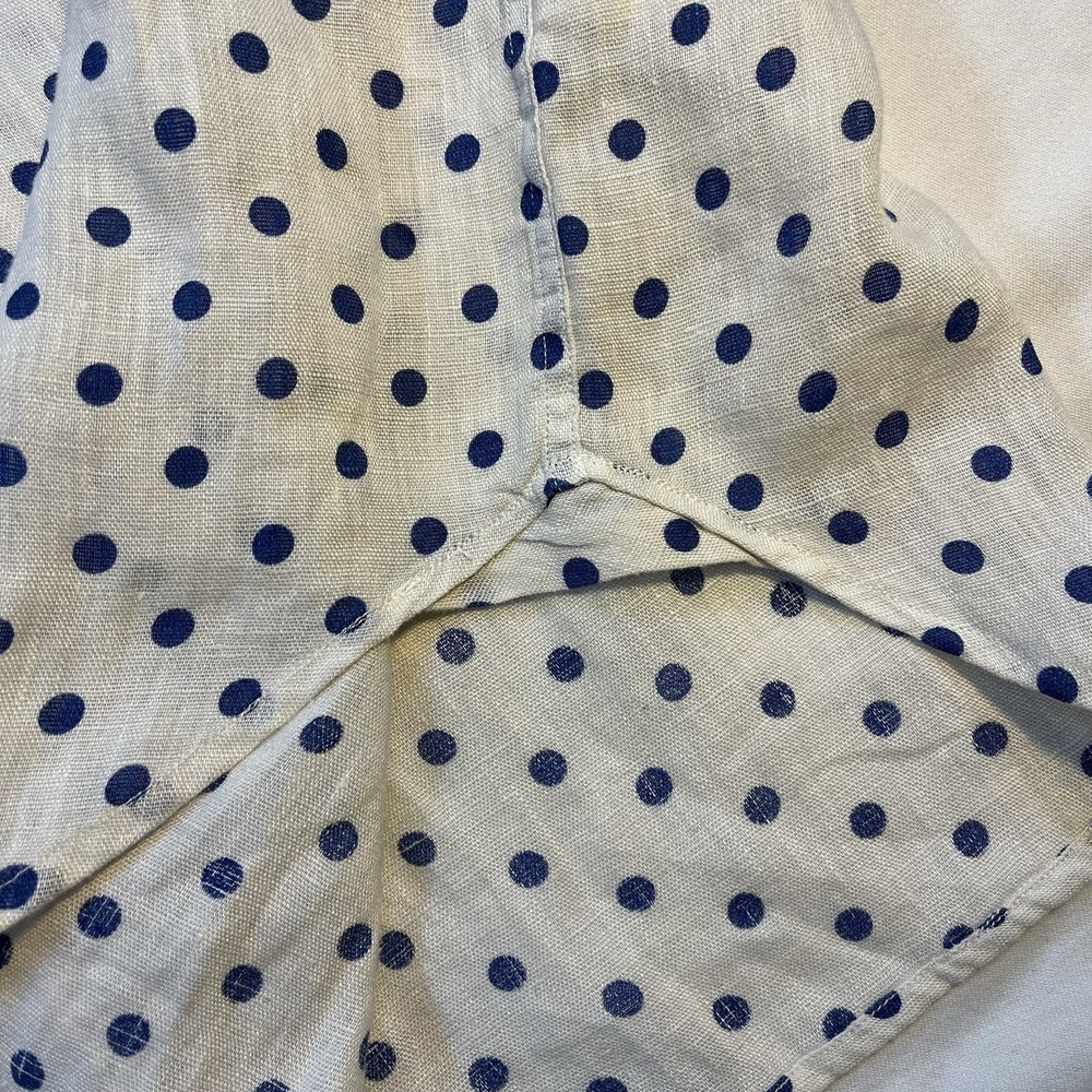 120% Lino Linen Italian Men's Polka Dot Button Up Luxury - Picture 6 of 10